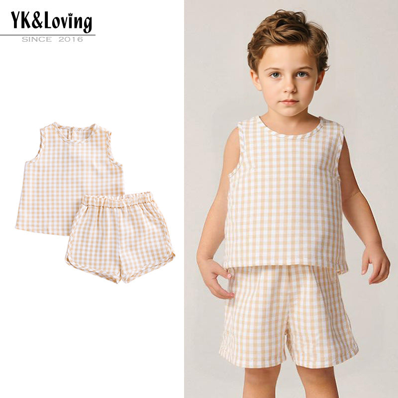 童装宝宝夏装男童夏季无袖背心T恤短裤套装Baby Summer Outfits—Boys' Summer Sleeveless Tank Tops, T-Shirts, and Shorts Sets