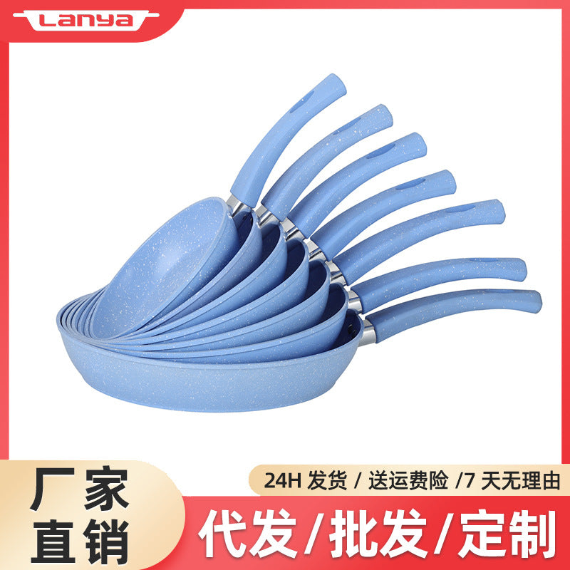 仿压铸平底锅麦饭石不沾小炒锅家用牛排煎锅平底锅批发Wholesale of die-cast-style flat-bottomed pans, maifanshi non-stick stir-fry pans, and steak pans for home use