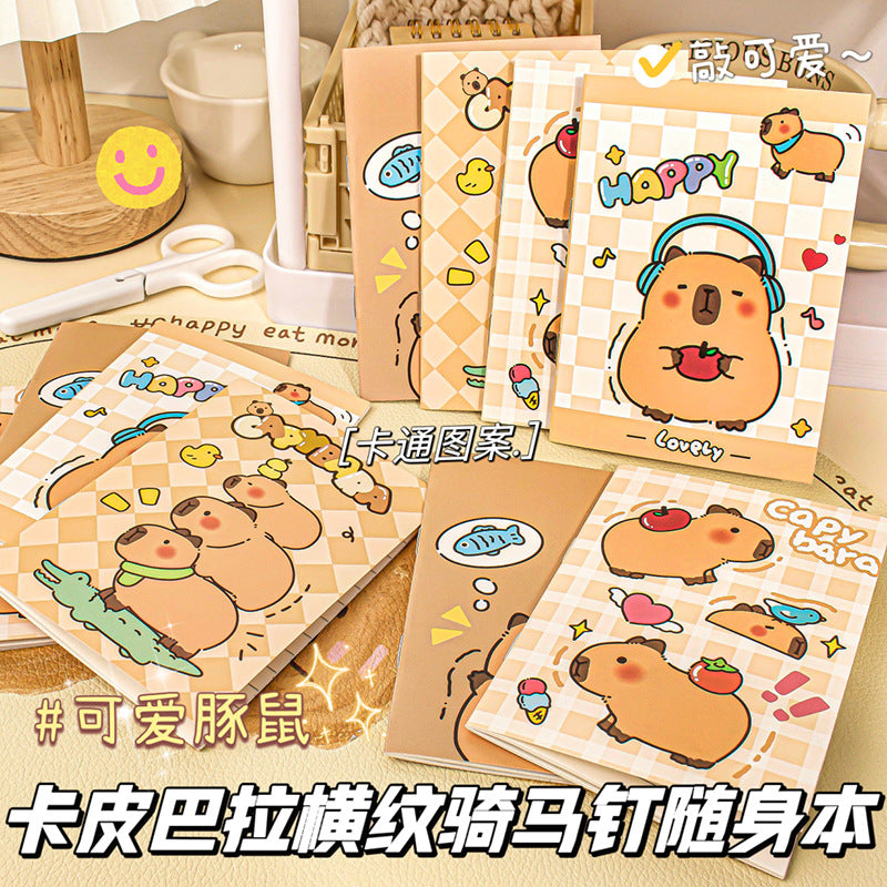 卡皮巴拉骑马订随身笔记本可爱便携小本子小学生奖品小礼物 Capybara Saddle-Stitched Notebook—Cute and Portable Little Notebook, Prize or Small Gift for Elementary School Students
