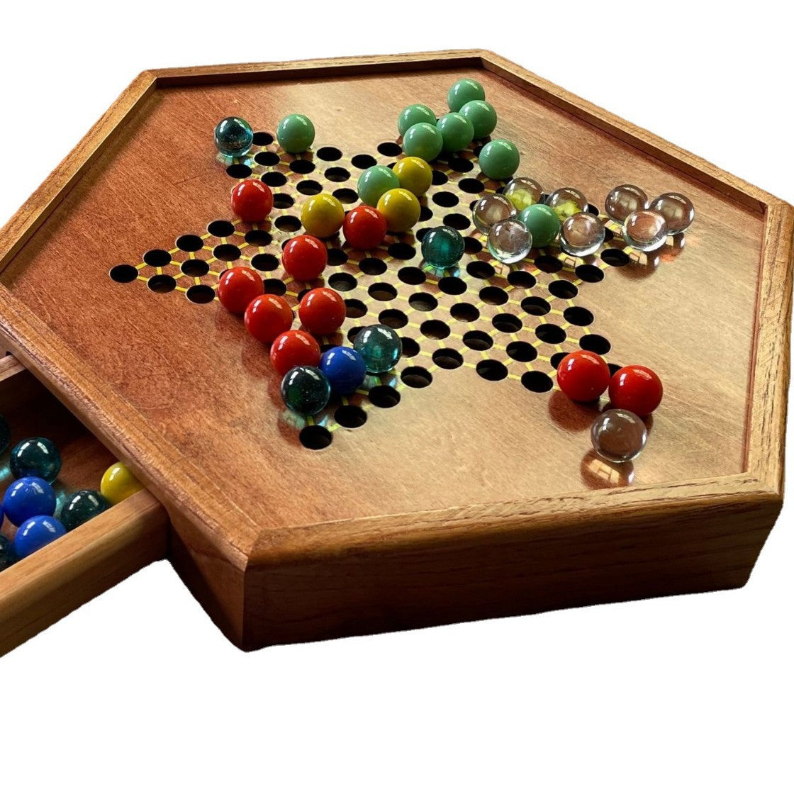 台式抽屉北红木跳棋 中国跳棋Table-top drawer-style Northern Redwood draughts set – Chinese draughts