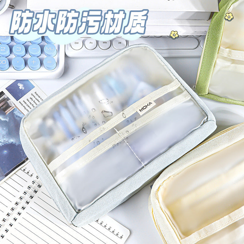 高颜值大容量多层笔袋小学生透明文具袋防水简约铅笔袋Stylish, Large-Capacity, Multi-Compartment Pencil Case for Elementary School Students—Transparent, Waterproof, Minimalist Pencil Case
