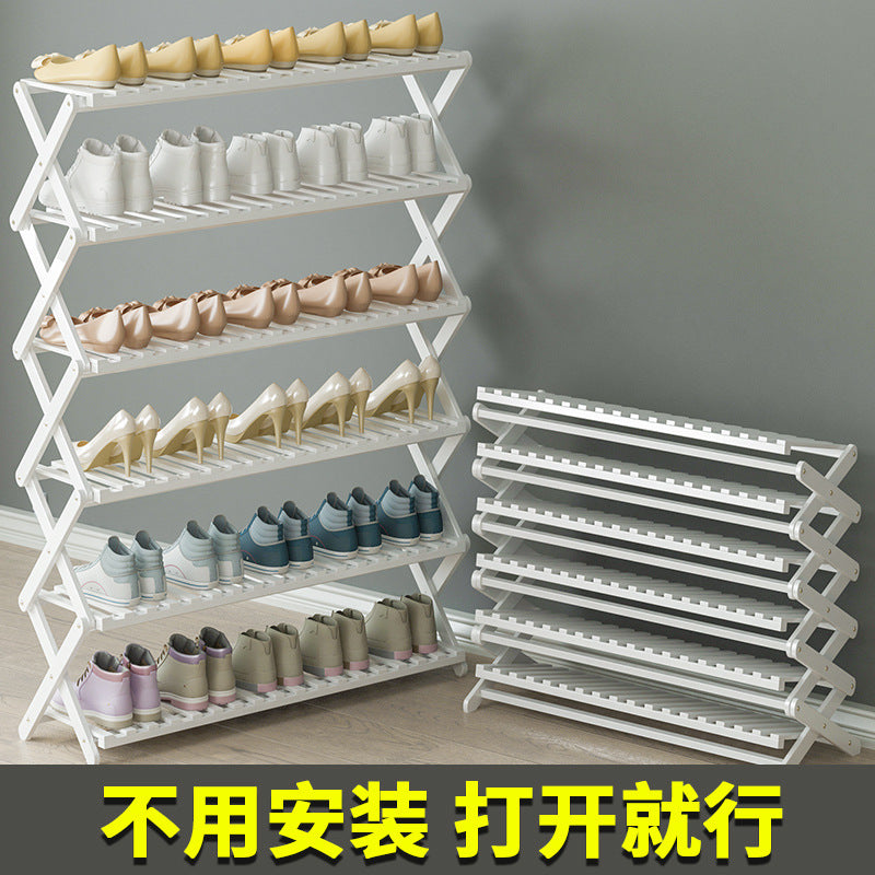 免安装折叠鞋架楠竹家用多层置物架简易家具室内收纳架装饰展示架Installation-free folding shoe rack; nanmu bamboo multi-tiered home storage rack; simple furniture; indoor storage rack; decorative display rack