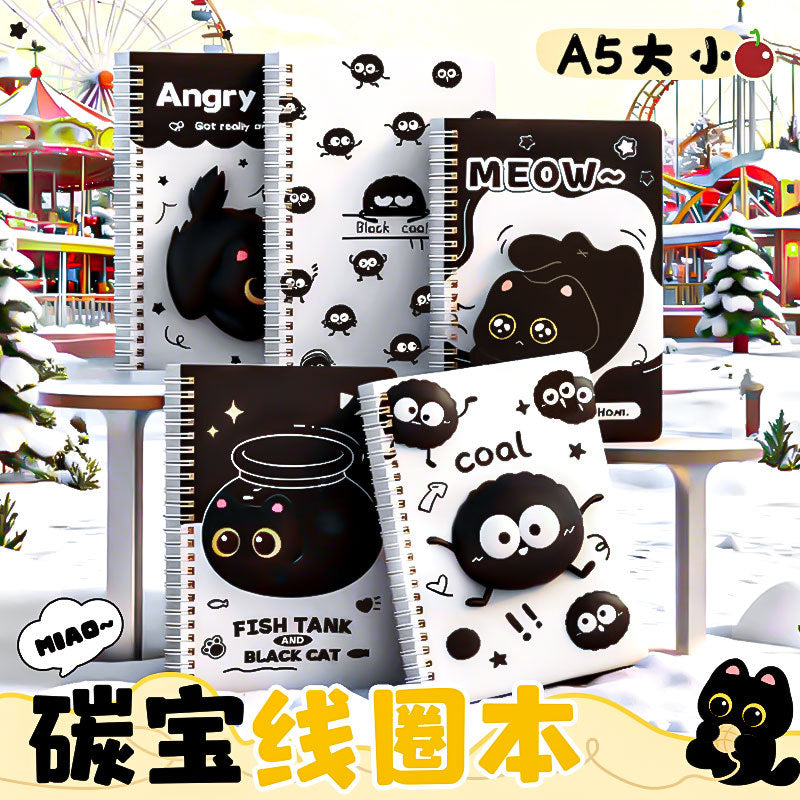 可爱高颜值A5线圈本学生奖品迷你卡通笔记本便携办公记事本子 Cute, Stylish A5 Spiral-Bound Notebook—Student Prize, Mini Cartoon Notebook, Portable Office Notepad