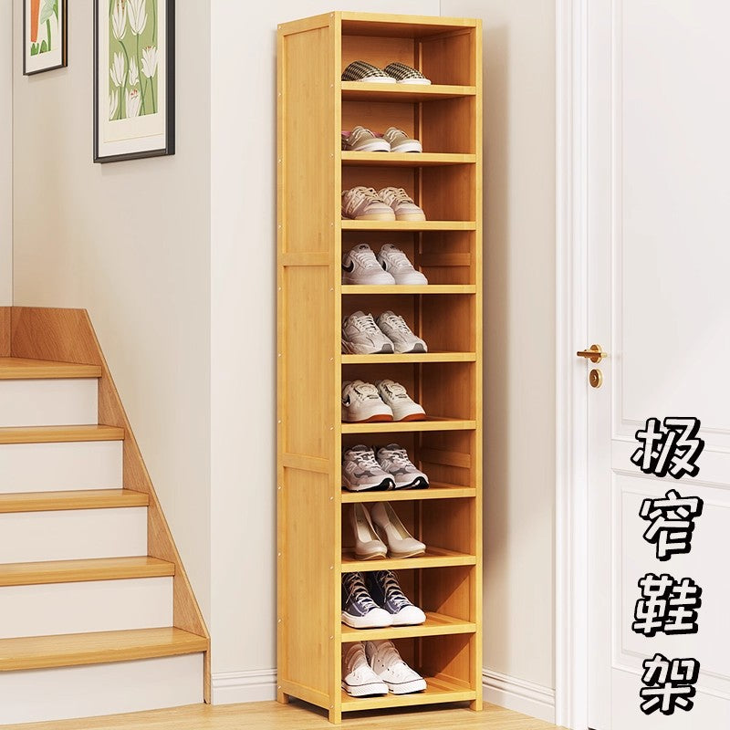 新款鞋柜家用入户室内简易门口多层防尘收纳鞋架子小窄竹New-style shoe cabinet for home use: simple, multi-tiered, dust-proof shoe rack for the hallway, small and narrow, made of bamboo