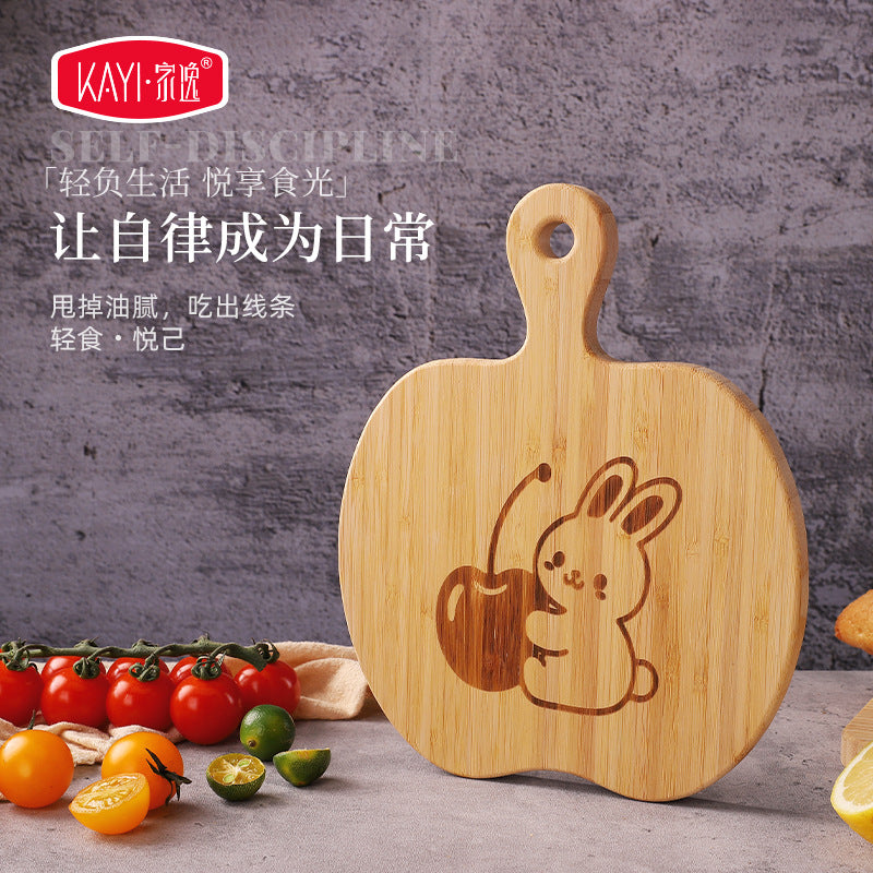 家逸萌兔樱香辅食板-L KAYI Bamboo Cutting Board Food Serving Board Apple Board Large Size
