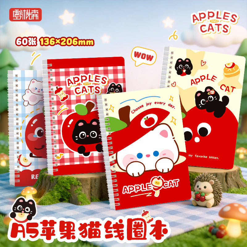 可爱猫咪活页本a5高颜值线圈本记事本可拆卸小学生笔记本 Cute Cat A5 Ring-Bound Notebook—Stylish, Removable Pages, Perfect for Elementary School Students
