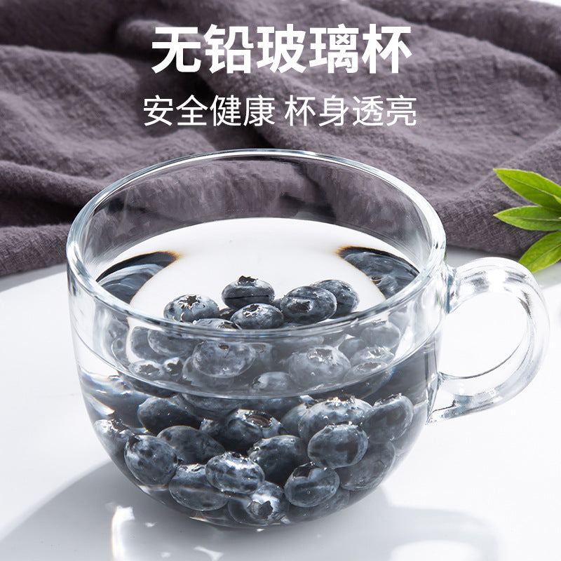 天喜玻璃杯家用水杯ins风咖啡杯简约牛奶杯早餐杯带把手燕麦杯子Glass Cups: Household Drinking Glasses, Coffee Mugs, Minimalist Milk Glasses, Breakfast Cups, Oatmeal Cups with Handles