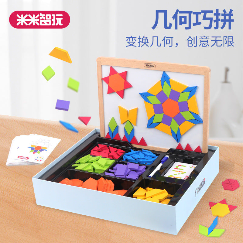 米米智玩磁力几何拼装图七巧小学生专用套装益智玩具小红书Mimi Smart Play Magnetic Geometric Puzzle Set: Tangram Set for Primary School Pupils – Educational Toy – Xiaohongshu