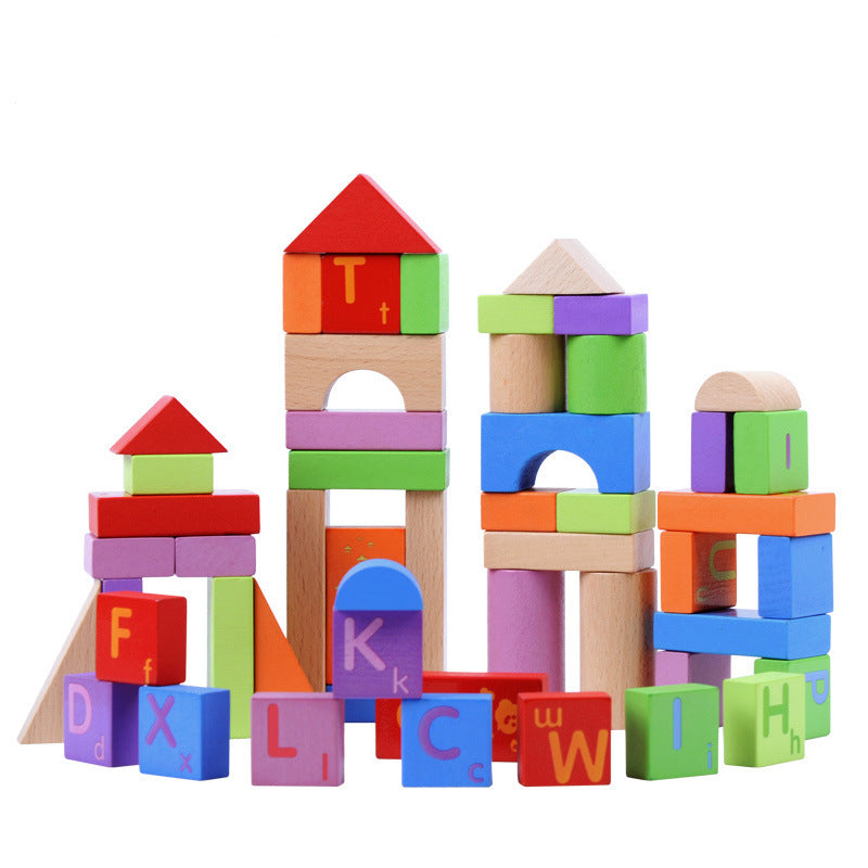 厂家直销51粒字母积木字母、颜色、数字认知儿童益智玩具Manufacturer-direct 51-piece alphabet building blocks: an educational toy for children to learn letters, colours and numbers