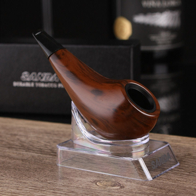 102耐用胶木鸡腿斗小过滤烟斗 黑色礼盒装送配件102 Durable Bakelite Chicken-Leg-Shaped Small Filter Pipe, Black Gift Box with Accessories Included