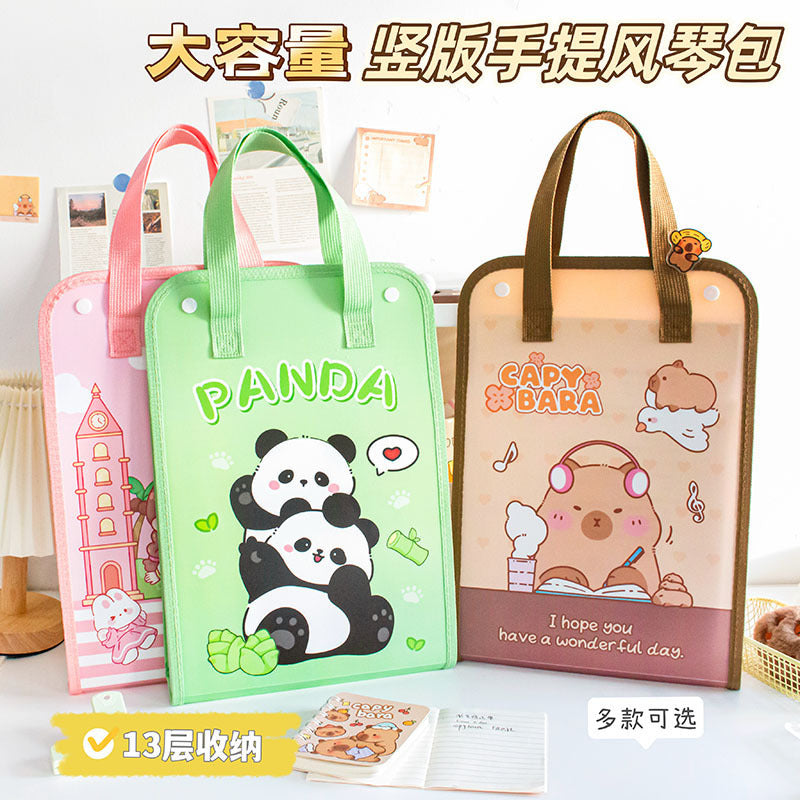 MOKA魔卡卡通竖版手提风琴包文件夹试卷收纳袋超划算手提风琴包袋MOKA Cartoon Vertical Accordion Tote Bag—Perfect for Organizing Files and Test Papers—Super Affordable Accordion Tote Bag