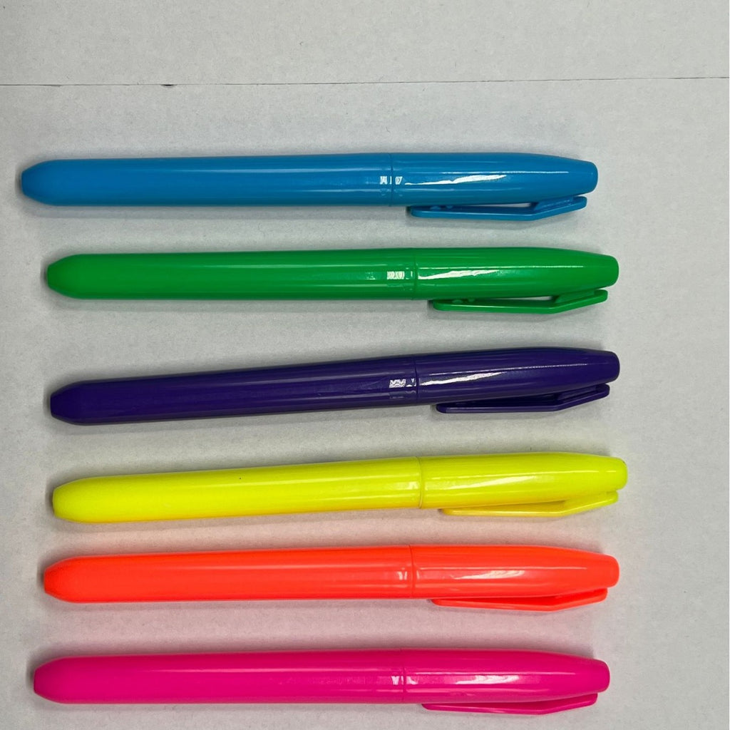 六色荧光笔可印塑料按动笔圆珠笔有色透明荧光笔多种款式Six-colour highlighter pens, printable plastic push-button pens, ballpoint pens, coloured and transparent highlighter pens, various styles available
