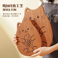 家逸馋嘴猫料理板(小号）KAYI Cutting Board Ebony Chopping Board Serving Board Portable Cute Kitten Shaped Design Board Solid Wood Small Size