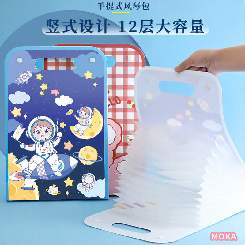 MOKA卡通小女孩分类简易风琴包收纳整理神器分类试卷收纳文件夹袋 MOKA Cartoon Girl-Themed Simple Accordion-Style Organizer—The Ultimate Storage Solution for Sorting Test Papers and Organizing Files