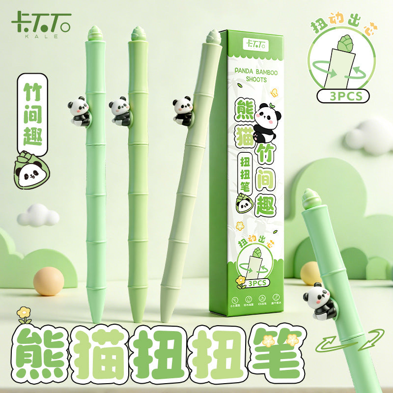 熊猫扭扭笔卡通新款中性笔盒装学生刷题笔高颜值顺滑签字笔 Panda Twist Pen Cartoon-Style Ballpoint Pen Set—Student Practice Pens, Stylish and Smooth-Writing Ballpoint Pens