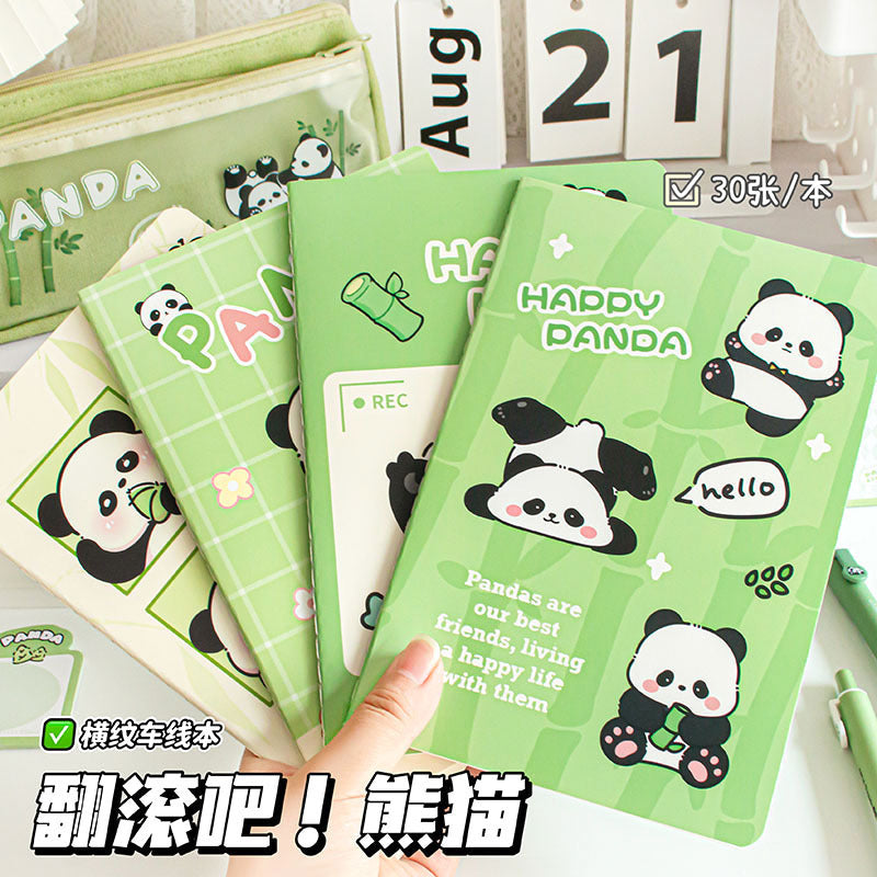 MOKA魔卡卡通熊猫车线本学生学习办公文具用品记事本学生A5笔记本 MOKA MoKa Cartoon Panda-Printed Student and Office Stationery Notebook, A5 Student Notebook