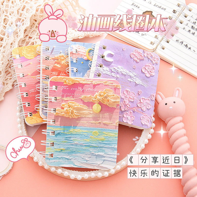 卡通横线本便携迷你记事本学生文具本子单词本线圈本学习笔记本 Cartoon-Printed Lined Notebook, Portable Mini Notepad, Student Stationery, Vocabulary Notebook, Spiral-Bound Notebook, Study Notebook