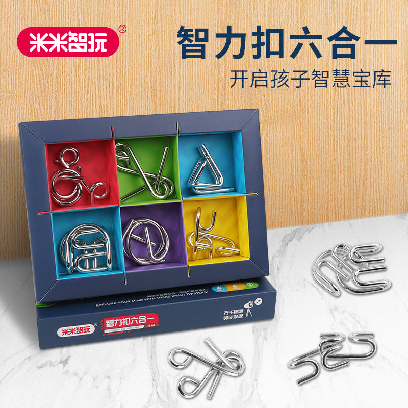 厂家直销米米智玩解环解扣成人益智玩具智力扣六款装Manufacturer Direct: Mimi Smart Play Unravelling and Untangling Adult Puzzle Set – 6-Piece Set