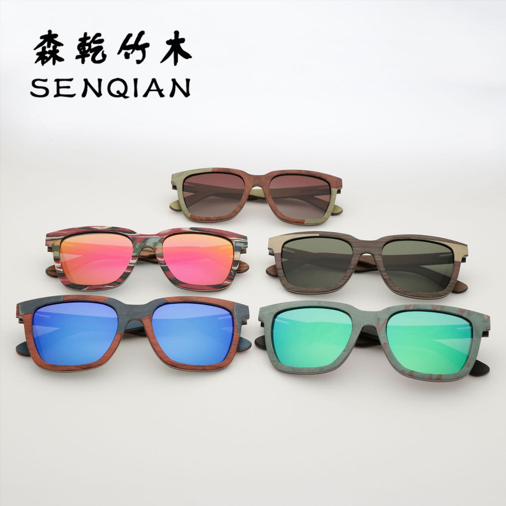 木夹层偏光太阳镜Wood-framed polarised sunglasses