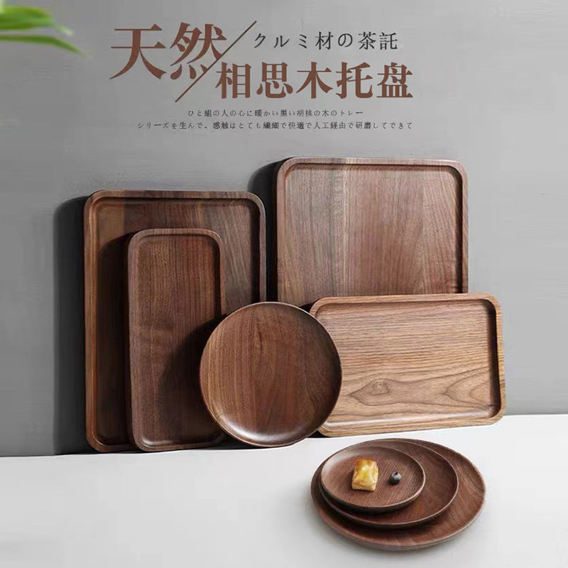 相思木托盘圆形木质披萨小托盘长方形家用茶托木盘子杯托蛋糕糖果Acacia wood tray, round wooden pizza tray, rectangular household tea tray, wooden plate, cup saucer, cake and sweet tray
