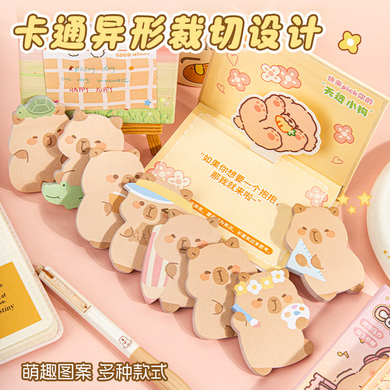 学生便利贴卡皮巴拉可爱办公工具便签学习用品索引标签贴Student Sticky Notes: Capybara-themed Cute Office Supplies, Sticky Notes, School Supplies, Index Labels