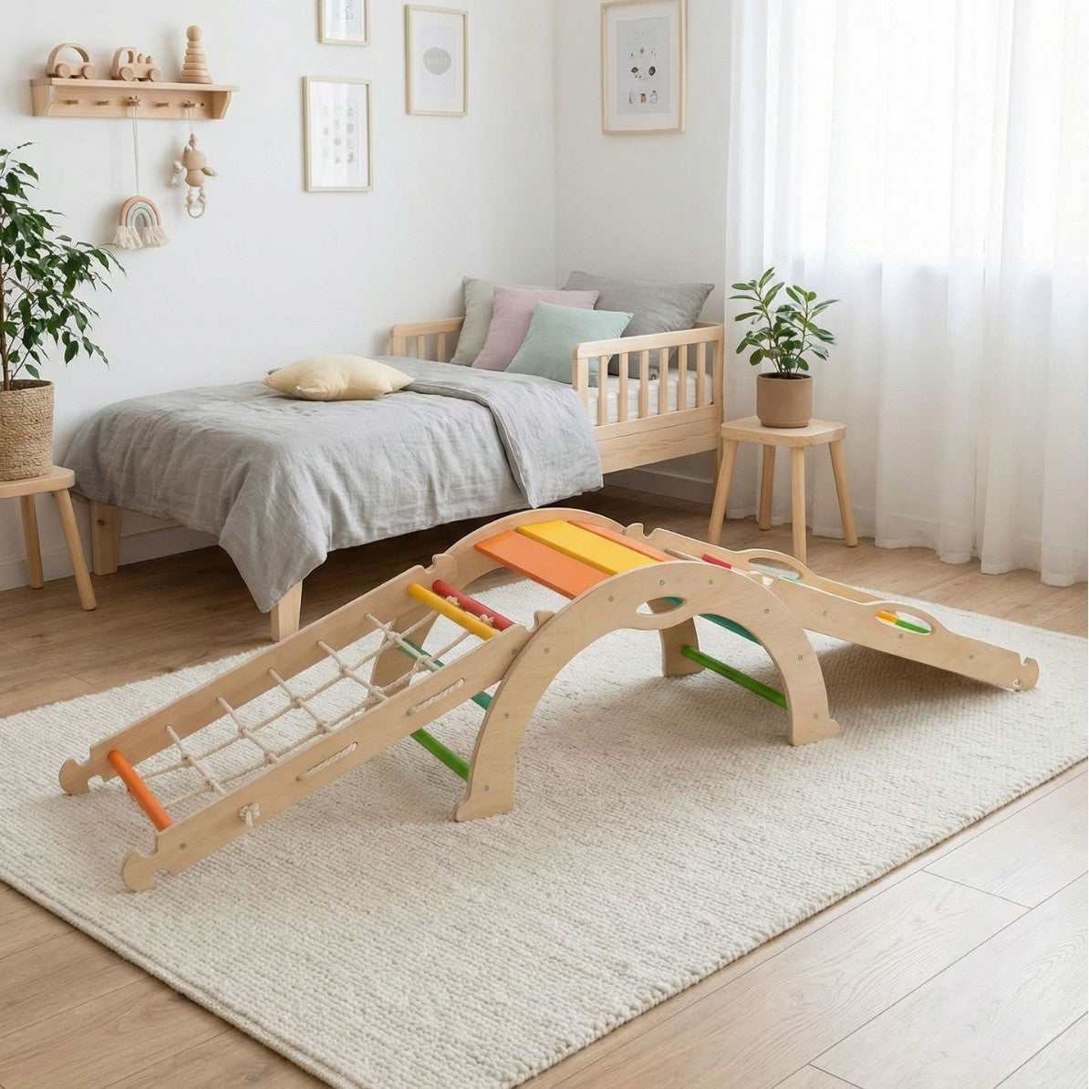 源头工厂儿童三合一攀爬架感统训练器材室内可折叠木质家用Direct from the manufacturer: children’s 3-in-1 climbing frame, sensory integration training equipment, indoor, foldable, wooden, for home use