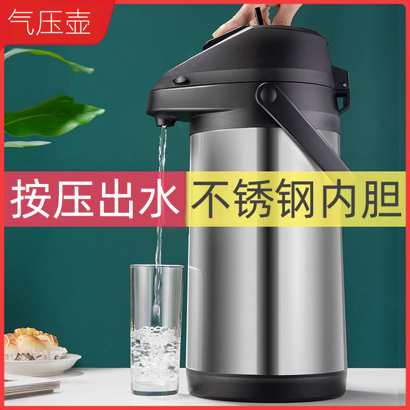 气压式热水瓶家用大容量保温壶不锈钢内胆外壳按压式暖水壶开水瓶Pressurized Hot Water Bottle, Large-Capacity Household Insulated Kettle, Stainless Steel Inner Liner and Outer Shell, Push-Button Hot Water Kettle, Boiling Water Bottle