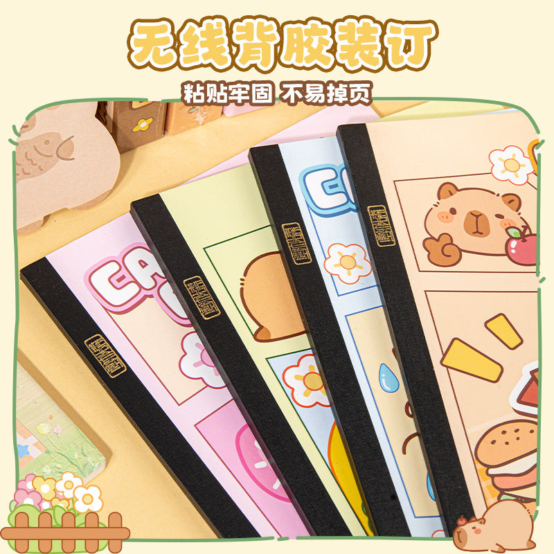 A5笔记本记事本高颜值学生冷胶卡通平摊本文具礼品本子A5 Notebook: Stylish Student Notebook with Cold-Laminated Cartoon Design, Lies Flat—Stationery Gift Notebook