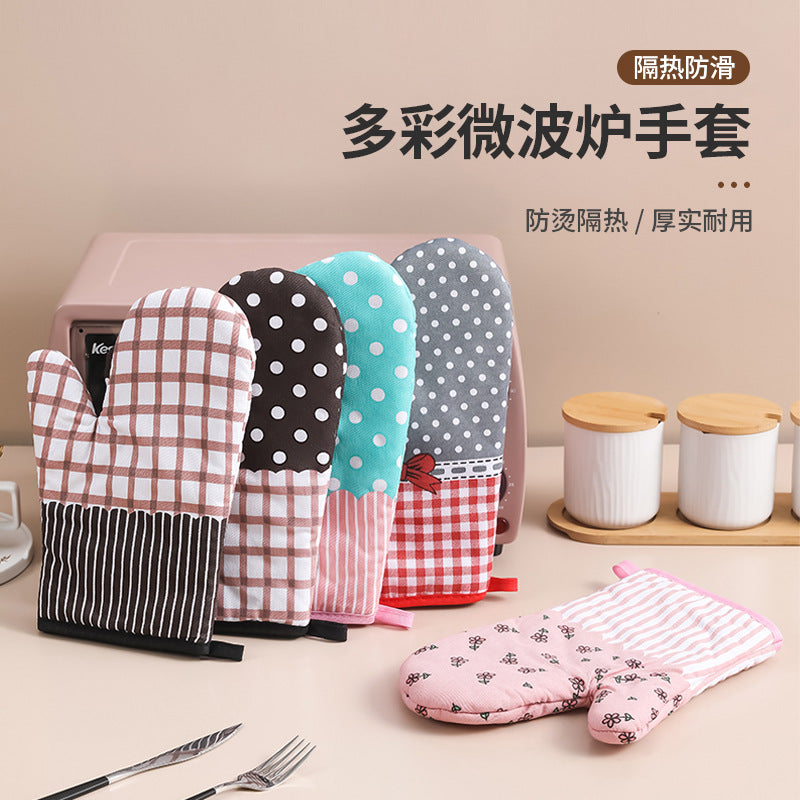 家用加厚隔热手套烤箱烘焙防烫耐高温手套厨房蒸箱微波炉专用手套Thickened, heat-insulating gloves for home use; oven and baking gloves; heat-resistant gloves to prevent burns; gloves specifically designed for kitchen steamers and microwave ovens