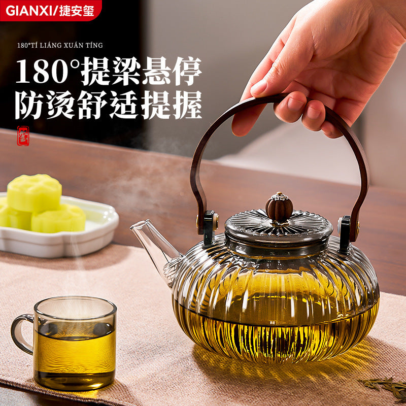 捷安玺家用电陶炉养生壶高硼硅玻璃创意泡茶壶茶水分离烧水煮茶壶Home-Use Ceramic Stove Health Teapot, High-Borosilicate Glass Creative Tea Pot, Tea-Water Separation Kettle for Boiling Water and Brewing Tea