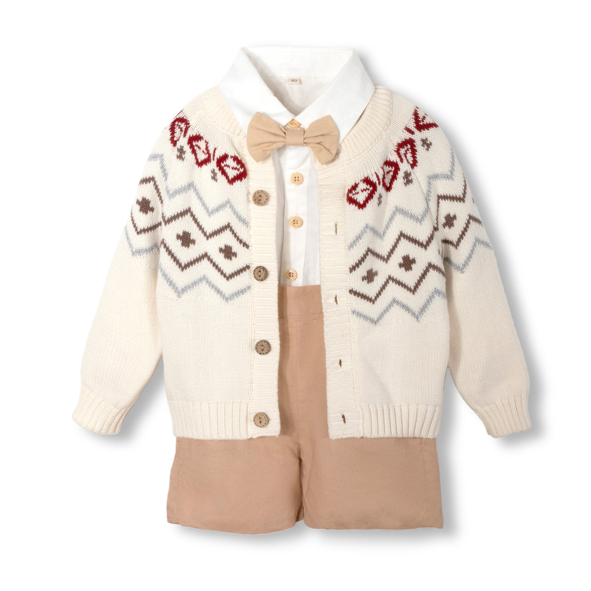 奶huhu针织衫上衣绅士礼服套装男宝宝开衫毛衣童装Cream-Colored Huhu Knit Top, Gentlemen's Formal Suit Set, Boys' Cardigan, Children's Clothing