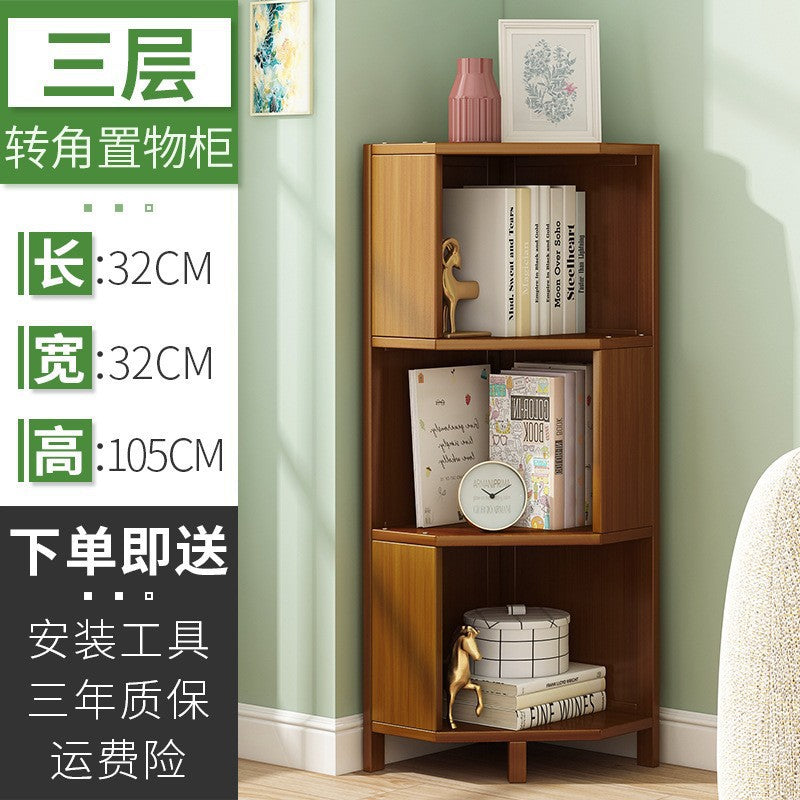 实木转角书架 墙角置物架客厅卧室角落收纳架多层三角架Solid Wood Corner Bookshelf – Corner Shelving Unit for the Living Room or Bedroom, Multi-tiered Triangular Shelving Unit