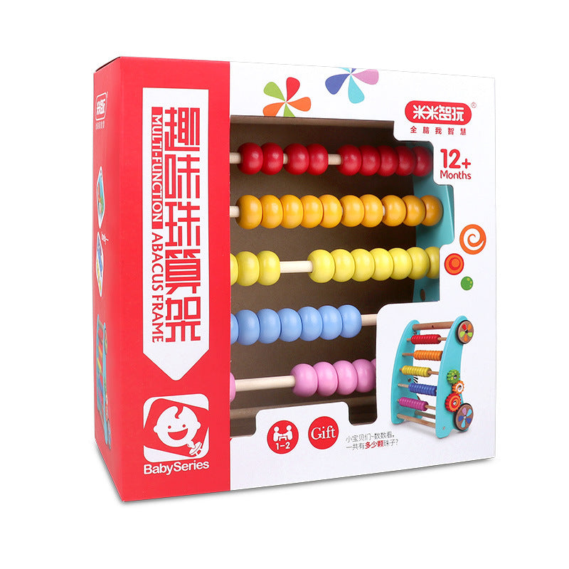 米米智玩儿童趣味彩色计算架可做拖拉小车可做幼儿初级计算能力Mimi Smart Play Children’s Fun Coloured Abacus: Can be used as a pull-along toy or to help develop young children’s basic numeracy skills