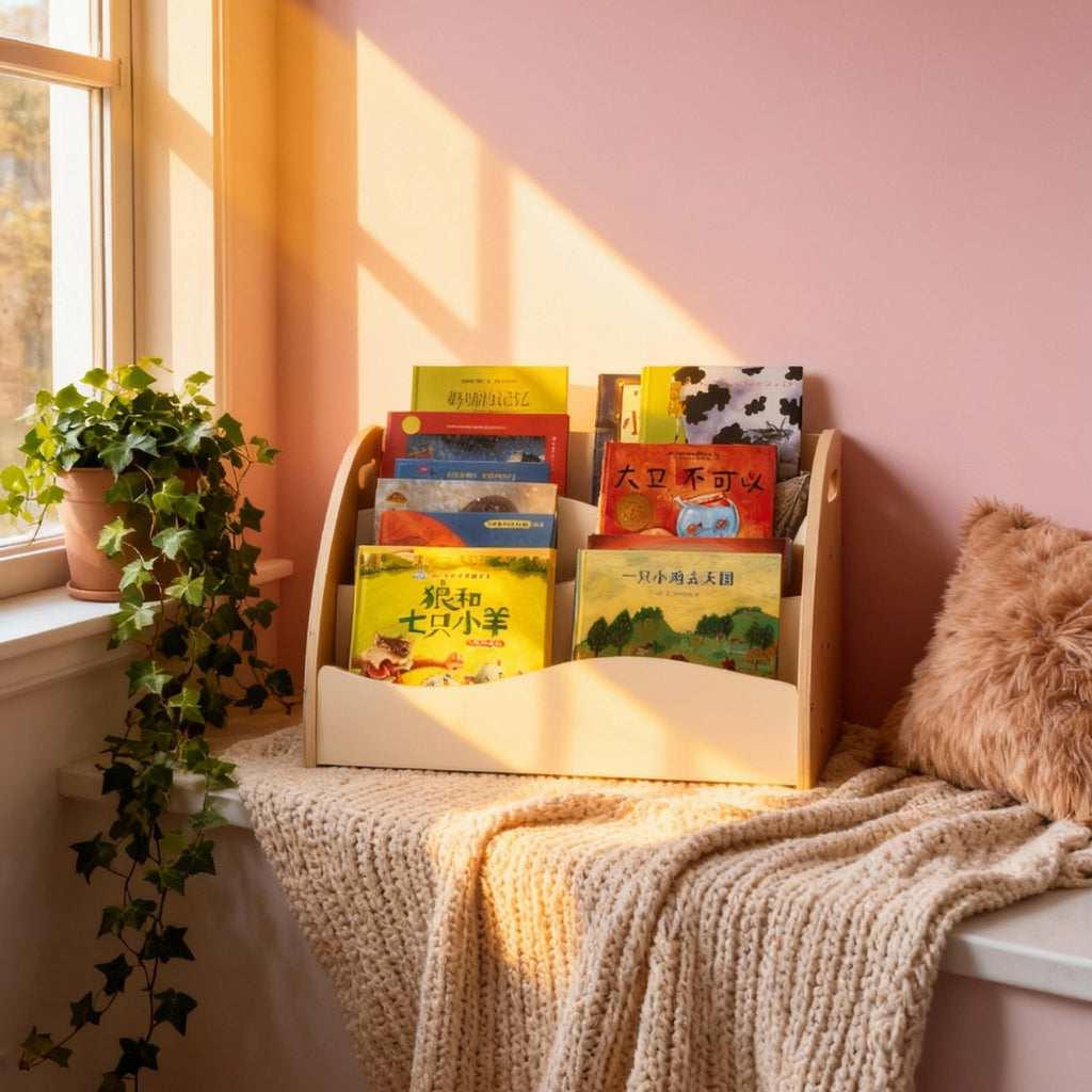 厂家直销绘本架实木飘窗书架置物架儿童书柜宝宝绘本架子Factory-direct picture book rack, solid wood bay window bookshelf, storage rack, children’s bookcase, baby picture book rack