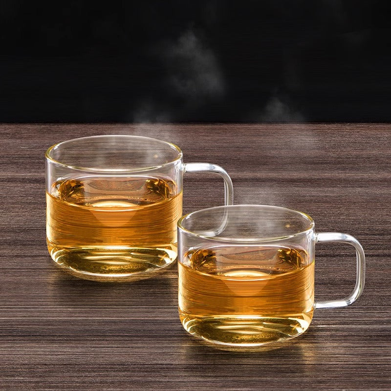 玻璃小茶杯功夫主人杯单杯茶具品茗杯套装耳杯透明带把小杯子Small Glass Tea Cups, Kung Fu Master Set, Single-Cup Tea Set, Tea Tasting Cup Set, Ear Cups, Transparent Small Cups with Handles
