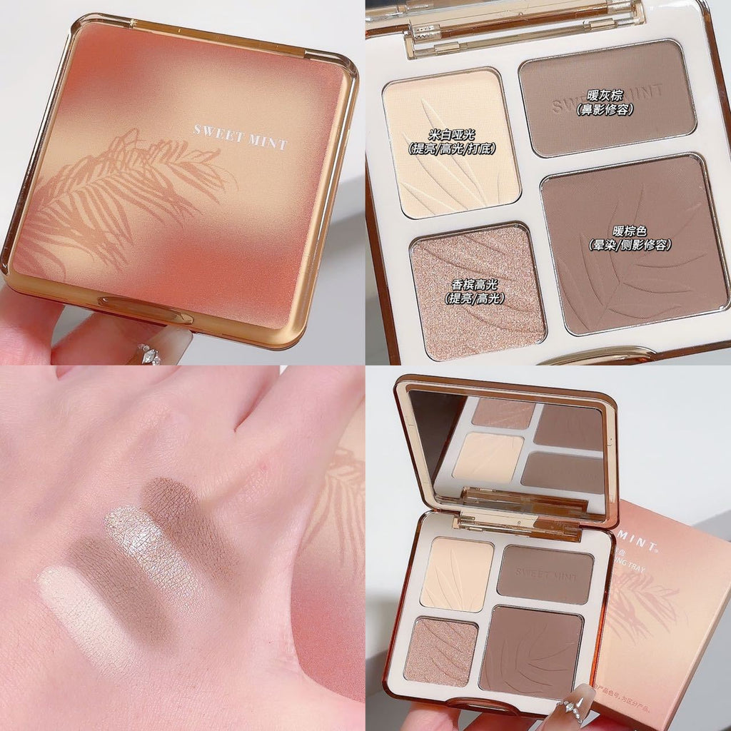 四色修容高光修容提亮阴影修饰轮廓多功能一体4色修容盘4-Colour Contouring, Highlighting, Shading and Contour-Defining Multi-Functional 4-Colour Contouring Palette