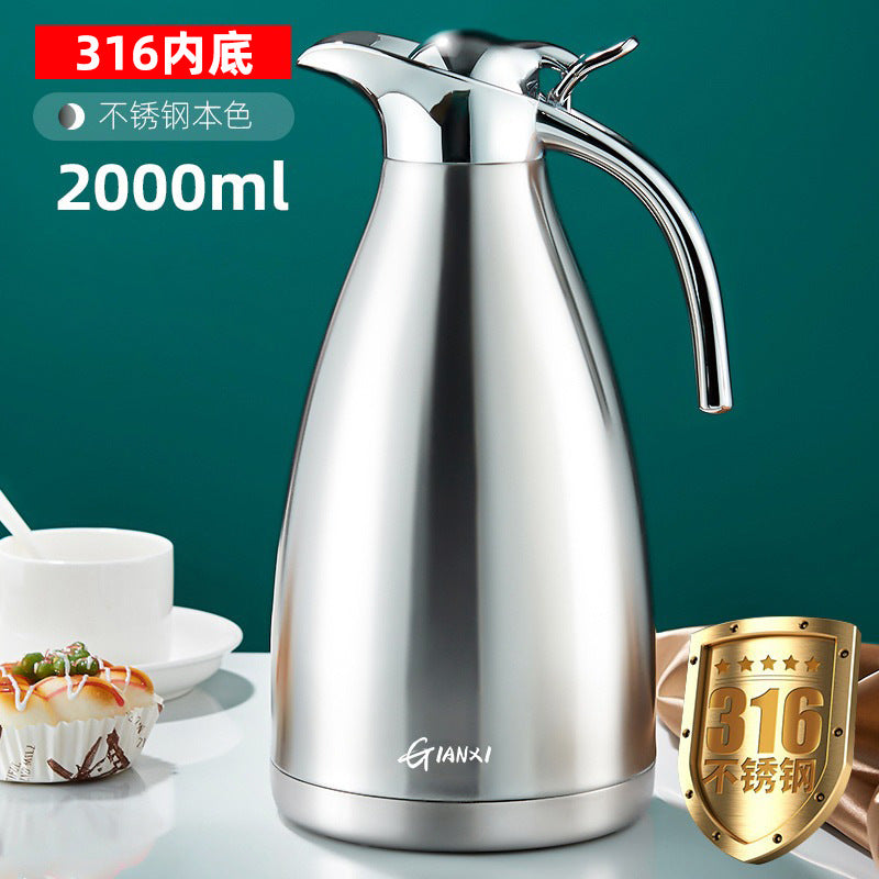 欧式2升商用不锈钢保温壶 家用热水瓶大容量保温瓶暖水壶开水瓶2-Liter Stainless Steel Thermos, Large-Capacity Household Thermos, Insulated Water Bottle, Hot Water Bottle