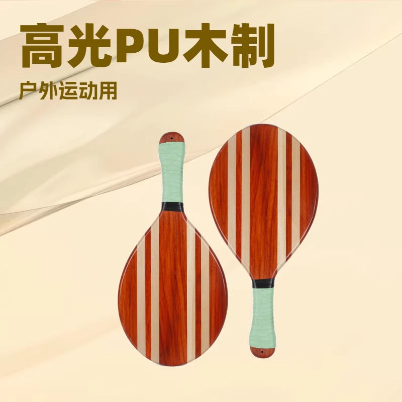 高光pu木制沙滩拍   海滩球拍 户外运动沙滩拍High-gloss PU wooden beach racket   Beach racket   Outdoor sports beach racket