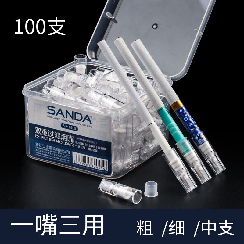 8205一次性过滤烟嘴100支装中粗细三用烟嘴抛弃型8205 Disposable Filter Tips, Pack of 100: Medium, Thin and Thick Three-in-One Tips, Disposable