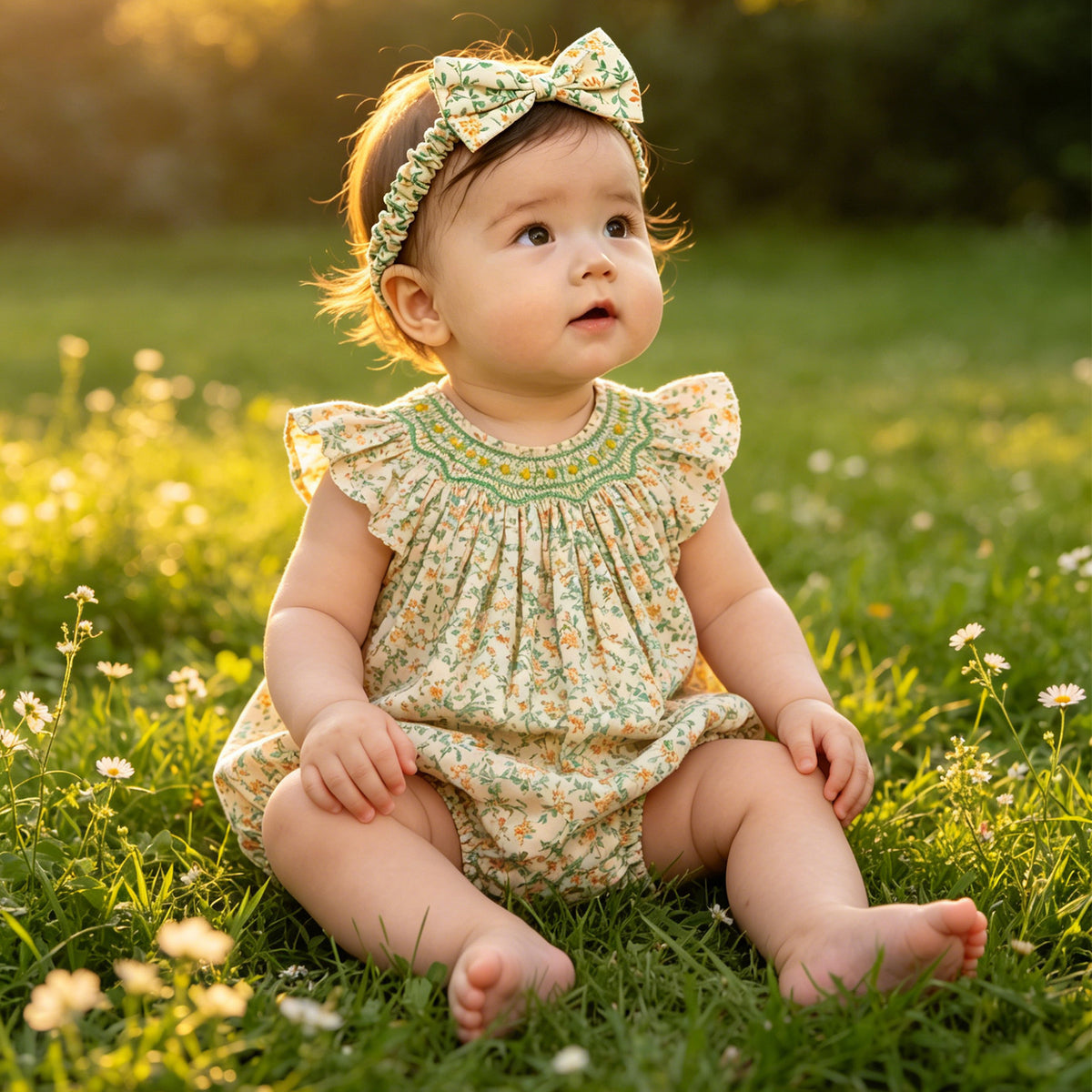 女童田园风裙裤套装北欧碎花打揽手工串珠棉裙 Girls' Country-Style Skirt-and-Pants Set: Nordic Floral Print, Hand-Beaded Cotton Skirt