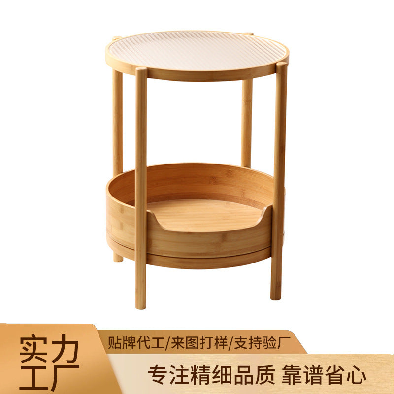 定制创意猫窝圆形玻璃茶几猫咪宠物猫床竹沙发边几圆桌Bespoke, creative cat bed; round glass coffee table; cat bed; bamboo sofa side table; round table