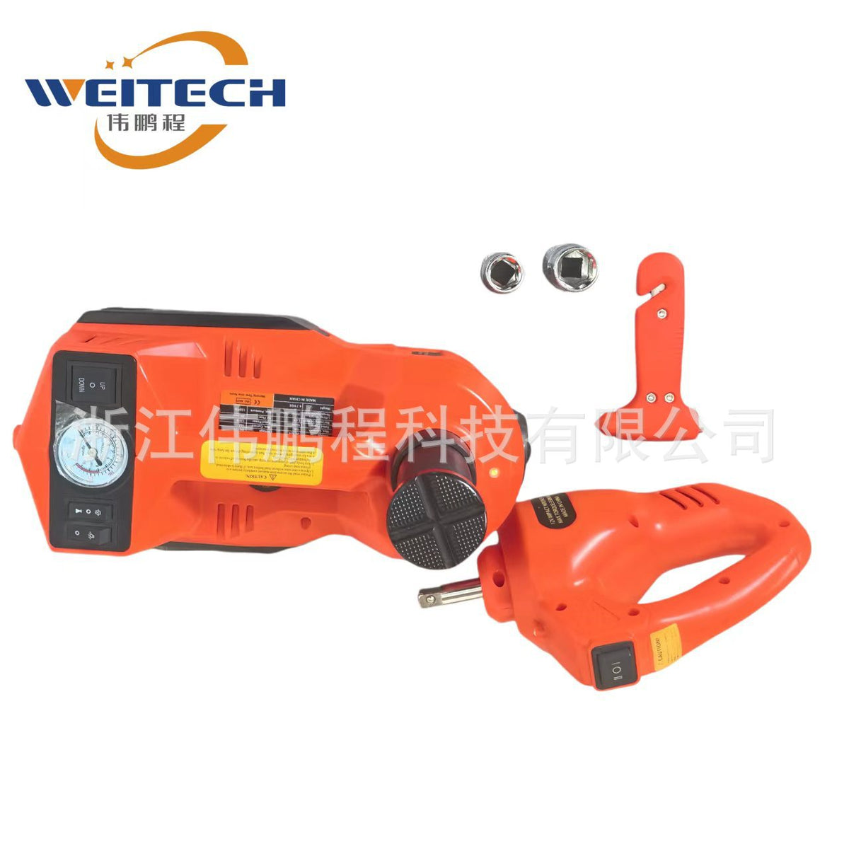 电动液压千斤顶 车载充气泵 电动扳手三合一汽车应急维修工具套装Electric Hydraulic Jack, Car Air Compressor and Electric Torque Wrench – 3-in-1 Car Emergency Repair Tool Kit