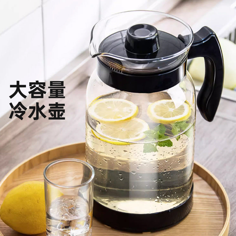 礼品泡茶凉白开大容量耐热玻璃水壶 加宽壶口鹰嘴出水口茶壶 Gift-Quality Large-Capacity Heat-Resistant Glass Teapot for Brewing Tea or Serving Chilled Water—Wide-Mouth Teapot with Eagle-Beak Spout