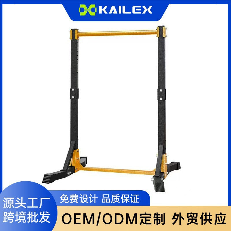 热销黄色单杠家用室内成人引体向上器单双杠落地庭健身器材Best-selling yellow single-bar home indoor pull-up machine for adults – floor-standing single and double-bar home gym equipment
