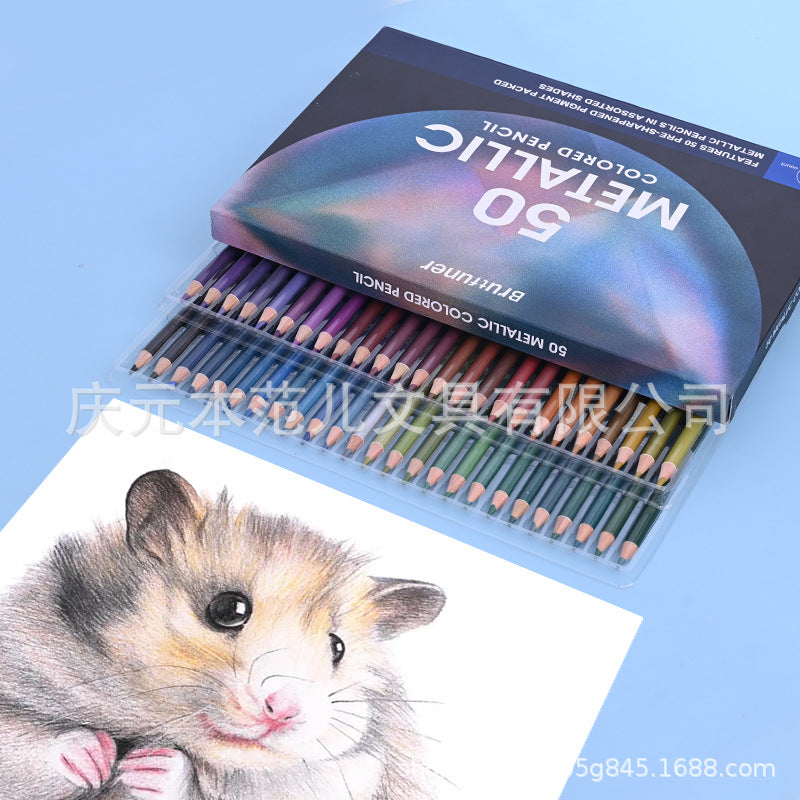 新品50色金属珠光色全英文系类绘画涂鸦New range: 50 metallic pearlescent colours for painting and doodling, with all names in English