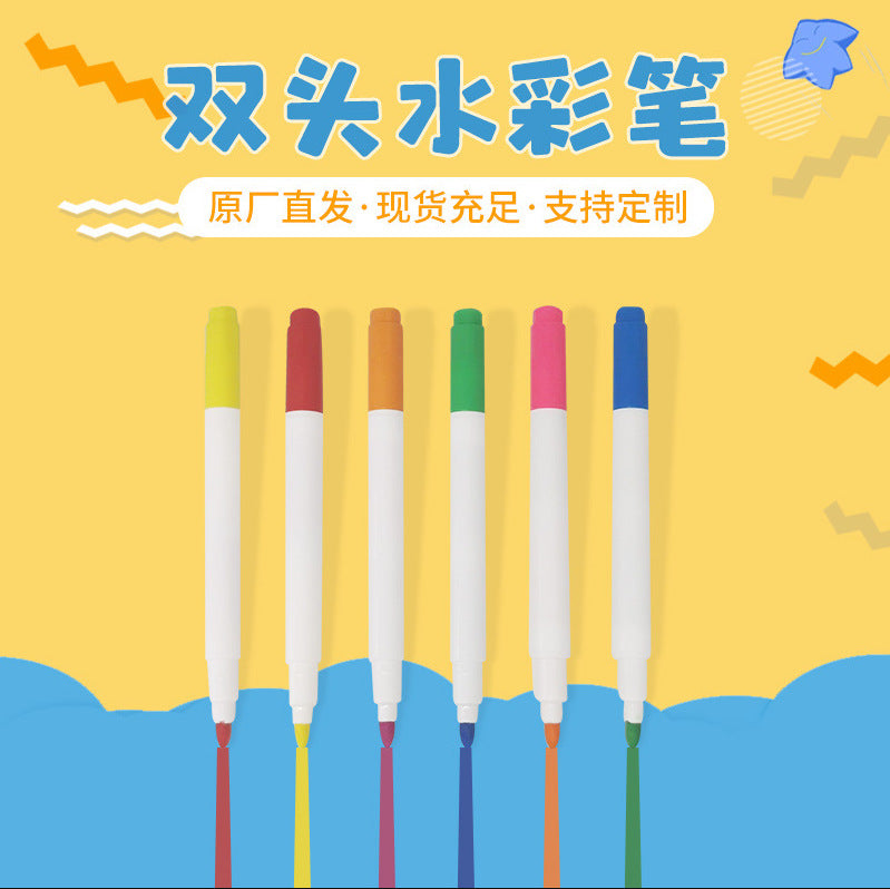 双头双色LED可擦灯板笔黑板笔颜色鲜艳双头双色水彩笔双头荧光笔Double-ended, two-colour LED erasable whiteboard pens; bright-coloured blackboard pens; double-ended, two-colour watercolour pens; double-ended highlighter pens