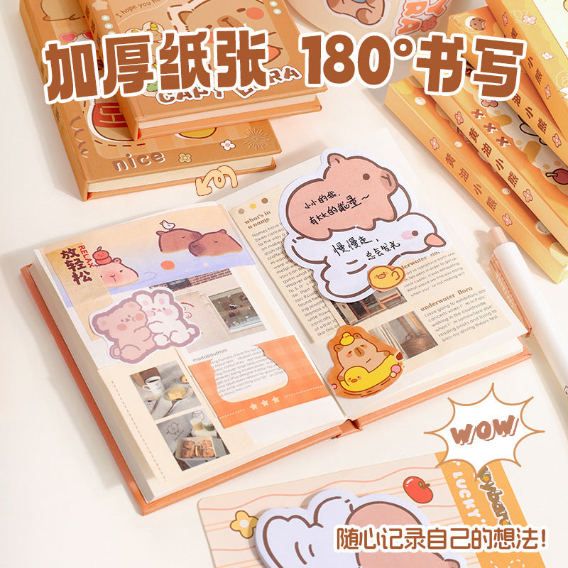 卡皮巴拉黄油小熊 A7 精装本学生便携多图案小本子可爱迷你手账本Capybara Butter Bear A7 Hardcover Student-Friendly Portable Multi-Patterned Notebook—Cute Mini Planner