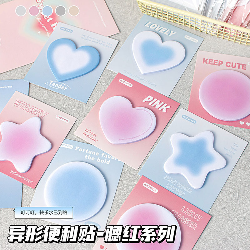 MOKA魔卡爱心异形腮红便签本ins风高颜值造型便签纸学生手账贴纸MOKA Magic Card Heart-Shaped Blush Sticky Note Pad: Instagram-Style, Eye-Catching Design, Sticky Notes for Students and Bullet Journal Stickers