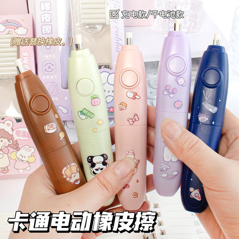 MOKA魔卡卡通可爱电动橡皮擦学生专用自动橡笔擦美术生专用不留痕 MOKA Magic Card Cute Electric Eraser—Automatic Eraser for Students, Specially Designed for Art Students, Leaves No Marks