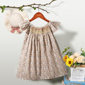 女童打缆飞袖连衣裙绣花婴儿裙田园风小碎花宝宝裙 Girls' Ruffle-Sleeve Dress, Embroidered Baby Dress, Rustic-Style Baby Dress with Small Floral Print